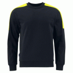 PROJOB 2125 SWEATSHIRT COL ROND BANDES FLUO NOIR/JAUNE - TAILLE XS