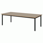 TABLE MALIBU 180X80 T2 4P STRA ALAISÉ CHÊNE 1146/NOIR 9005
