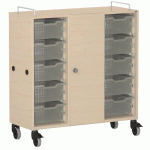 ARMOIRE BASSE SHIFT+ LANDSCAPE MÉLA. 9 CASES - 1 PORTE - ÉRABLE - VERT CLAIR - MANUTAN COLLECTIVITÉS