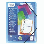 LOT DE 12 - CHEMISE À ÉLASTIQUE 3 RABATS PLASTIQUE PERSONNALISABLE OXFORD 24 X 32 CM DOS 1,5 CM BLEUE