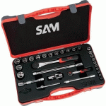 COFFRET MIXTE 1/4'' ET 1/2'' DOUILLES ET ACCESSOIRES - 30 PIÈCES SAM OUTILLAGE