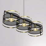 LUMINEX SUSPENSION LAVINIA, ANNEAUX DORÉS, À TROIS LAMPES