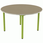 TABLE CARÉLIE ROND Ø120 T5 STR POLY. HÊTRE MIEL BEIG/VERT AC - MOBIDECOR