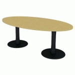 TABLE DE RÉUNION PLATEAU OVALE L.200 HÊTRE 2 PIEDS - QUADRIFOGLIO