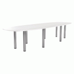 TABLE RÉUNION ELGA PIED TUBE 360 X 113 CM PLATEAU STRATIFIÉ BLANC/ALU - MANUTAN COLLECTIVITÉS