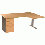 BUREAU ASYMÉTRIQUE180 RETOUR À DROITE+CAIS.POR BLANC/ALU - MANUTAN COLLECTIVITÉS