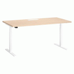 BUREAU DROIT ASSIS-DEBOUT À RÉGLAGE ÉLECTRIQUE 160 X 80 CM CHÊNE ERGOMAXX PIEDS BLANC