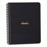 CAHIER SPIRALE RHODIA 16X21CM - 160 PAGES LIGNEE 6MM PERFOREES 4 TROUS - NOIRE POLYPRO