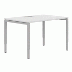 BUREAU DROIT 140 CM PIEDS U AJUSTABLES BLANC/ALU MANUTAN