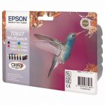 EPSON CARTOUCHE D'ENCRE COLIBRI T0807 (C13T08074010) - CLARIA PHOTOGRAPHIC - MULTIPACK - COULEUR: NOIR, CYAN, CYAN CLAIR, MAGENTA, MAGENTA CLAIR, JAUNE (LOT DE 6 CARTOUCHES)