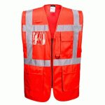 LOT DE 2 - PORTWEST S476 GILET HI-VIS EXECUTIVE - BERLIN ROUGE - TAILLE XXXL