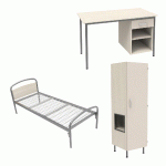 PACK THÉLIA LIT 90X190 SOMMIER TREILLIS ARMOIRE NICHE G+BUREAU P/GRIS - MANUTAN COLLECTIVITÉS