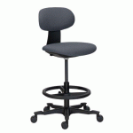 CHAISE HAUTE ZERTY TISSU GRIS FONCÉ - DOSSIER BAS - SANS ACCOUDOIRS - MÉCANISME HAUT/BAS - PIEDS NOIR