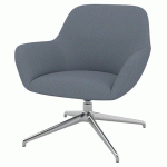 FAUTEUIL CITY DOSSIER BAS PIED ALU TISSU BLEU GRIS - QUADRIFOGLIO
