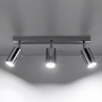 SOLLUX LIGHTING SPOT POUR PLAFOND ROUND CHROMÉ, 3 LAMPES, LINÉAIRE