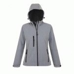 VESTE FEMME ZIPPÉE SOFTSHELL À CAPUCHE EN POLYESTER GRIS CHINÉ
