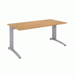 BUREAU DROIT BIOSPACE 2 - L. 160 X P. 80 CM - PLATEAU HETRE - PIEDS L ALUMINIUM - EMBASE ALUMINIUM