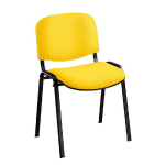 CHAISE DE RÉUNION & VISITEUR FIRST - TISSU JAUNE - PIEDS NOIR - LOT DE 4
