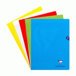 LOT DE 5 - CAHIER PIQUÉ CLAIREFONTAINE MIMESYS 24 X 32 CM GRANDS CARREAUX 140 PAGES COULEURS ASSORTIES