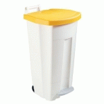 POUBELLE AGROALIMENTAIRE BLANCHE A PEDALE 90L / COUVERCLE JAUNE - ROSSIGNOL PRO