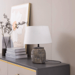 LINDBY LAMPE À POSER AELITH, Ø 30 CM, GRIS, CÉRAMIQUE, E27