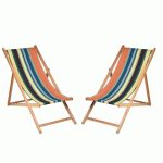 LOT DE 2 CHILIENNES XL PLIANTES - 100 % COTON - BOIS HÊTRE - MULTICOLORE - SAAS AVRIL PARIS