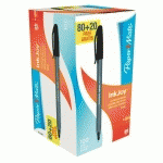 PACK DE 80 STYLOS BILLE PAPER MATE INKJOY 100 À CAPUCHON NOIRS + 20 OFFERTS