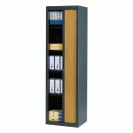 ARMOIRE HAUTE À RIDEAUX DÉMONTABLES DÉCOR BOIS LARGEURS SPÉCIFIQUES 200 X 60 CM ANTHRACITE-HÊTRE