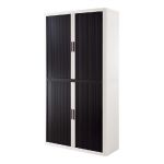 ARMOIRE POLYSTYRÈNE EASYOFFICE - A RIDEAUX - L. 110 X H. 204  CM - CORPS BLANC  - RIDEAUX NOIR