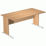 BUREAU DROIT PIEDS L FAST - 160 CM - HÊTRE - HÊTRE/ALU