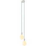 CREATIVE CABLES - LAMPE SUSPENSION MULTIPLE 2 BRAS AVEC CÂBLE TEXTILE ET FINITIONS EN MÉTAL MONTÉ - AVEC AMPOULE - BLANC - AVEC AMPOULE