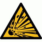 LOT DE 5 - SIGNALÉTIQUE DE DANGER - MATIÈRES EXPLOSIVES - W002 - ISO 7010 - 100 MM - VINYLE SOUPLE AUTOCOLLANT