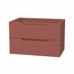 MEUBLE SALLE DE BAINS SUSPENDU 80 CM - 2 TIROIRS MDF ONDULÉ - TERRACOTTA - EMILIEN AURLANE