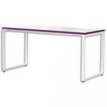 MTI BUREAU MT1 ÉLÉGANCE PLATEAU BLANC CHANT PRUNE PIÉTEMENT BLANC - DIMENSIONS L140 X H75 X P67 CM