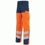 PANTALON DE TRAVAIL HAUTE VISIBILITÉ ORANGE HIVI ET BLEU MARINE PUPIL