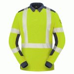 POLO HAUTE VISIBILITÉ MULTIRISQUES LAPILLI JAUNE FLUO / BLEU MARINE - TAILLE XL CEPOVETT SAFETY
