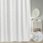 RIDEAU DE DOUCHE BOHO FARMHOUSE BLANC 72 X 72 POUCES, MODERNE SHABBY CHIC TEXTURÉ TUFTÉ GÉOMÉTRIE MAROCAINE MINIMALISTE MIGNON TISSU SALLE DE BAIN