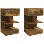 TABLES DE CHEVET 2 PCS CHÊNE FUMÉ 40X35X65 CM BOIS D'INGÉNIERIE