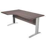 BUREAU COMPACT PRONTO PRESTIGE- RETOUR À GAUCHE L.160 X P.100 CM - PLATEAU CENDRE - PIEDS L CHROME