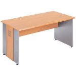 BUREAU DROIT AXIOME - L. 140 X P. 80 CM - PLATEAU HÊTRE - PIEDS PLEINS ALUMINIUM