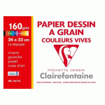 POCHETTE 12 FEUILLES PAPIER DESSIN COULEURS VIVES 24 X 32 CM CLAIREFONTAINE À GRAIN 160 G