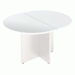 TABLE DE RÉUNION OVALE EXTENSIBLE EXCELLENS BOIS L140 X P 120 CM PLATEAU BLANC PIEDS CROIX BLANC