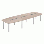 TABLE MODULABLE BELEM L 420 X P 140 CM -16 PERSONNES CHÊNE CLAIR/ALUMINIUM