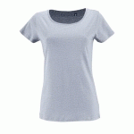 TEE-SHIRT PERSONNALISABLE FEMME EN COTON ORGANIQUE BIO BLEU CIEL CHINE
