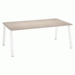 BUREAU MANAGER CHÊNE CLAIR 200 X 100 CM, PIÉTEMENT MÉTAL BLANC - ARCH