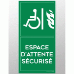 LOT DE 4 - PANNEAU ESPACE D’ATTENTE SÉCURISÉ – FORMAT PORTRAIT – ISO 7010 200 X 100 MM PVC 2 MM