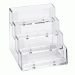 LOT DE 2 - PORTE CARTE DE VISITE 4 CASES 9,5 X 10 X 10 CM TRANSPARENT