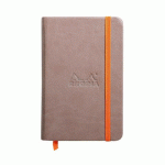 RHODIARAMA CARNET REMBORDÉ RIGIDE 9X14 CM 192 PAGES LIGNÉ PAPIER IVOIRE 90G FERMETURE ÉLASTIQUE - TAUPE