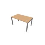 BUREAU BUROCOLOR + L.140 X P.80 CM - PLATEAU HÊTRE - PIEDS ALUMINIUM