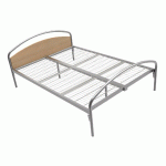 LIT THÉLIA TÊTE PANNEAU/PIED MÉTAL SOMMIER TREILLIS 140X190CM ALU/CHÊNE CLAIR - MANUTAN COLLECTIVITÉS